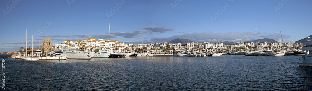 Panoramic View of Puerto Banus Harbour, Spain