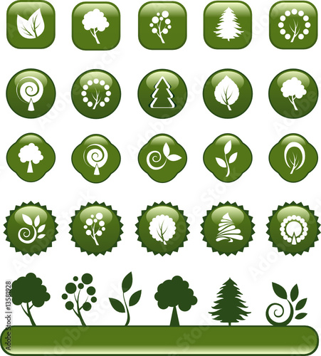 set of green eco design elements