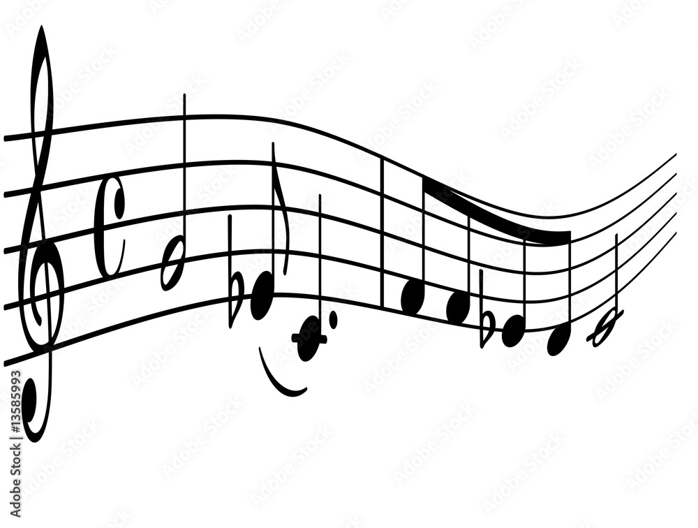 Naklejka premium Musiknoten geschwungen