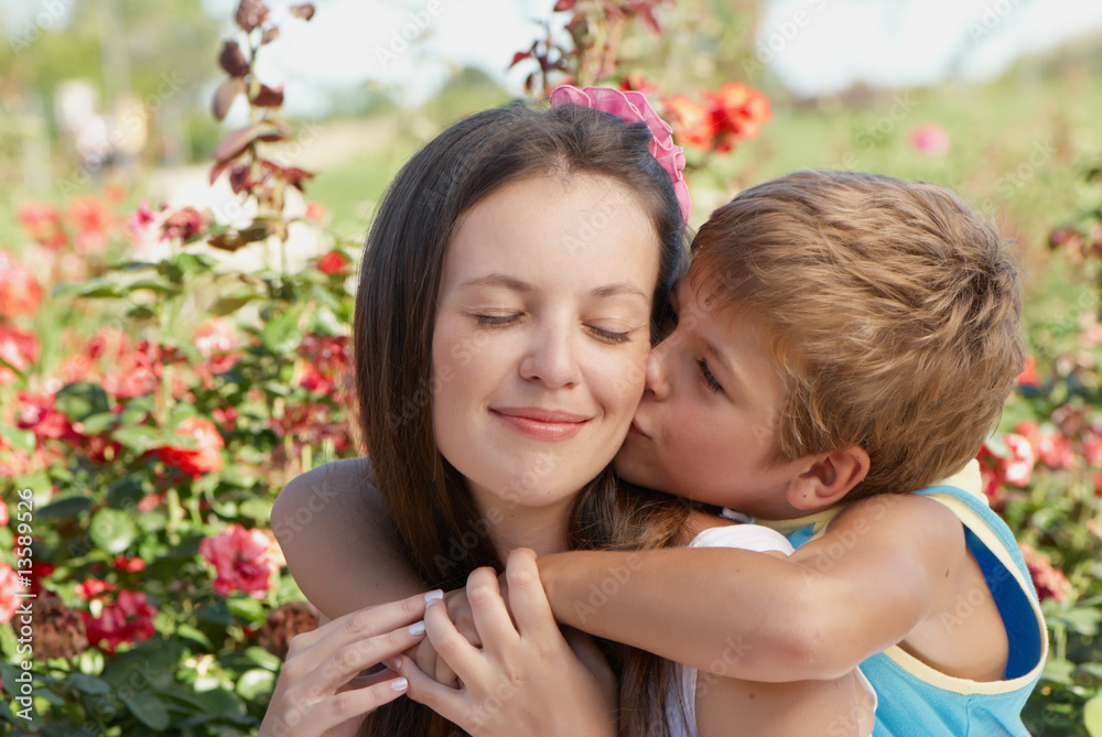 The son kissing mother The son kissing mother