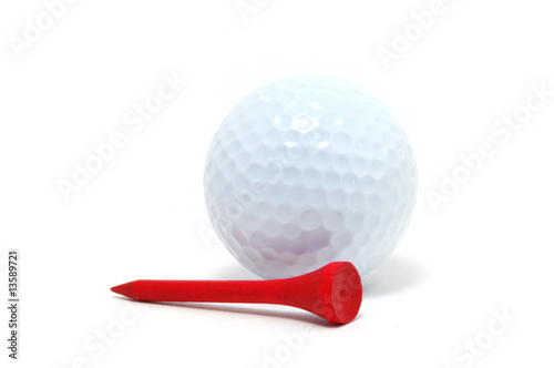 Golf Ball and Red Tee