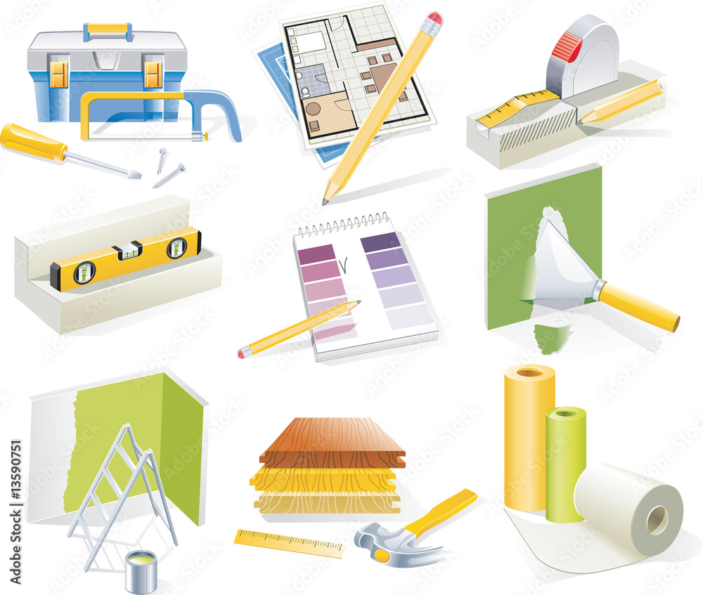 Vector home renovation and redesign icon set Stock Vector | Adobe Stock