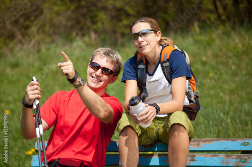 happy sporty couple enjoying a break