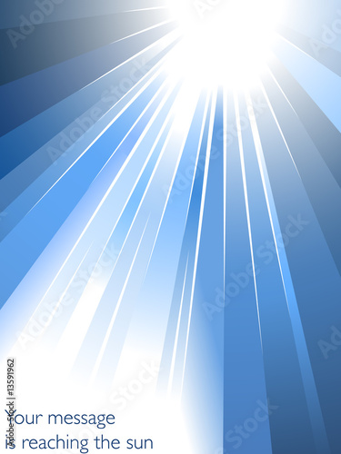 Blue color explosion or sunburst showing rays of light