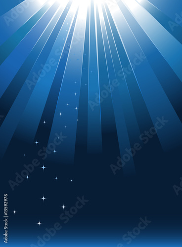 Blue sunburst with rays of light as a color explosion background