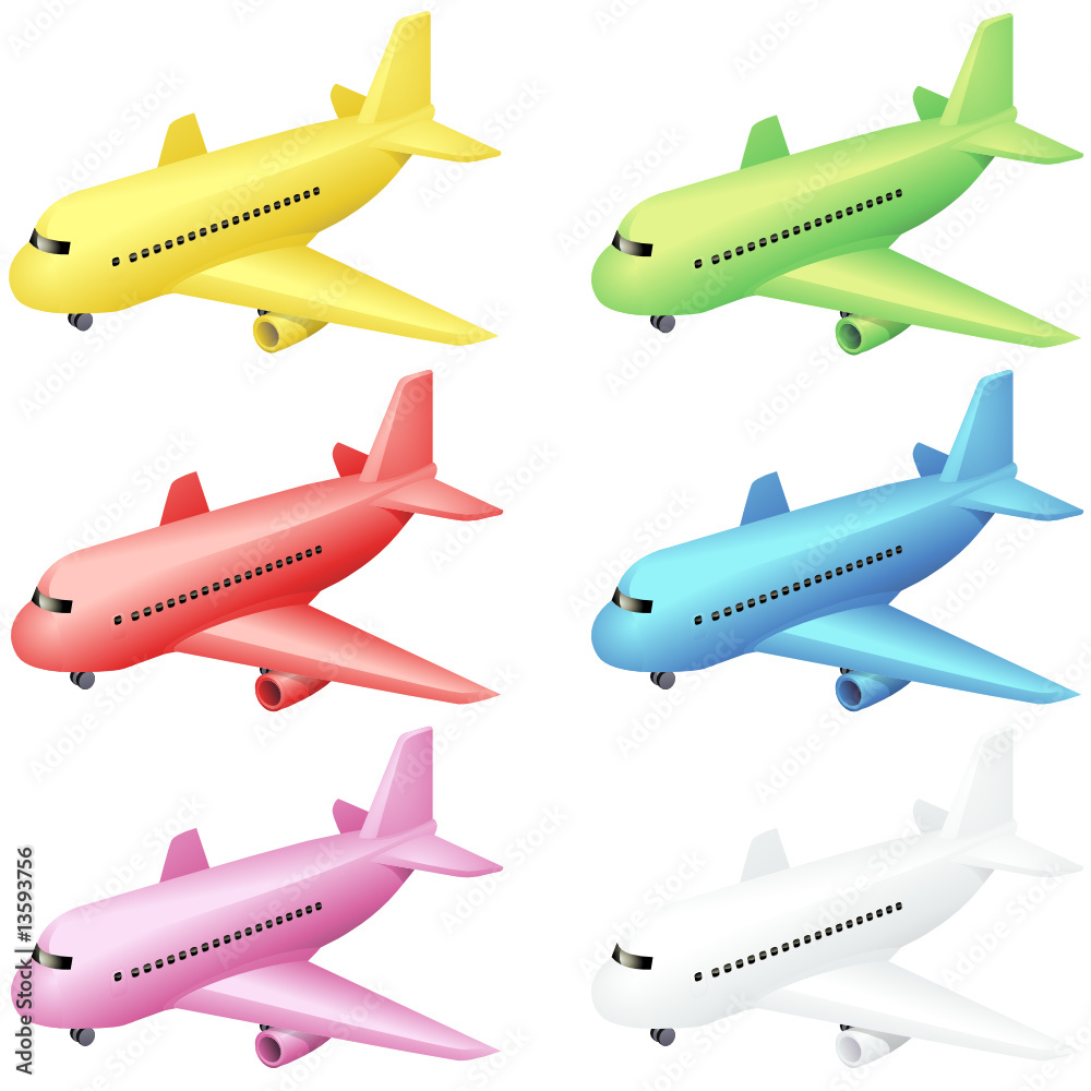 Fototapeta premium Avion en couleur (détouré)