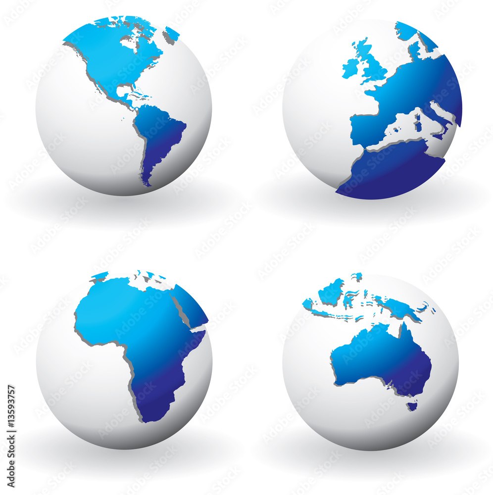 Fototapeta premium World globes with raised relief