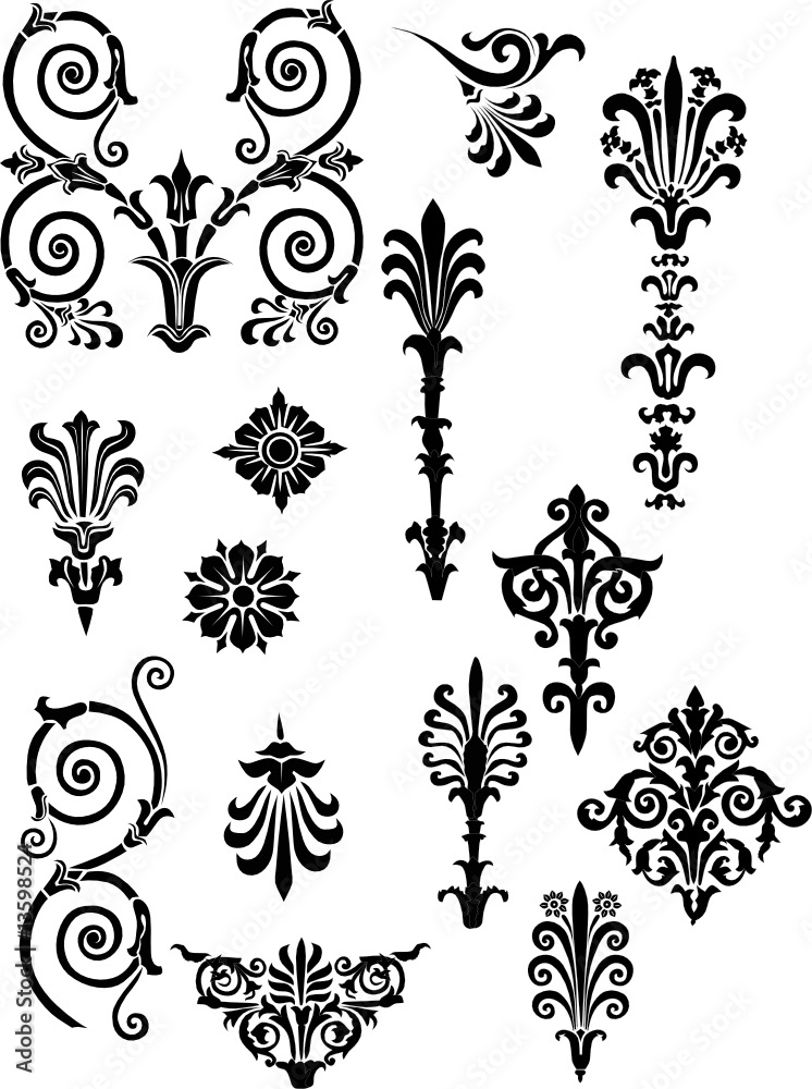 set of black design elements
