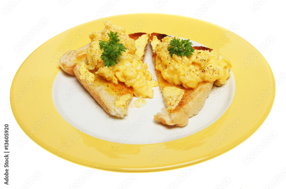 Scrambled eggs on toast