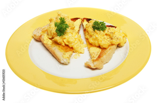 Scrambled eggs on toast