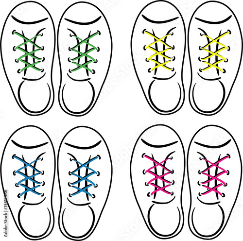 sneakers with different color of shoe laces