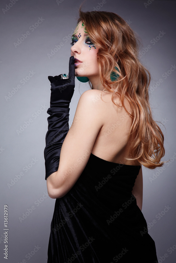 Fototapeta premium girl in black dress