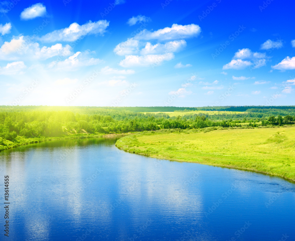 Obraz premium river and summer nature