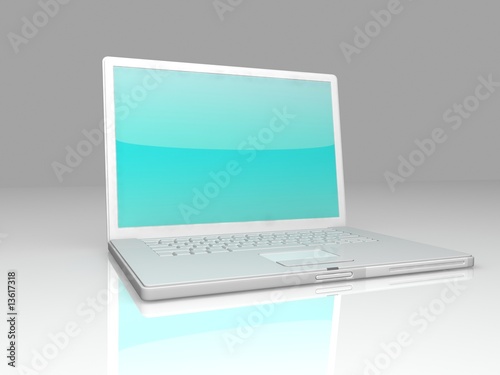 professional Laptop on gray background with reflection