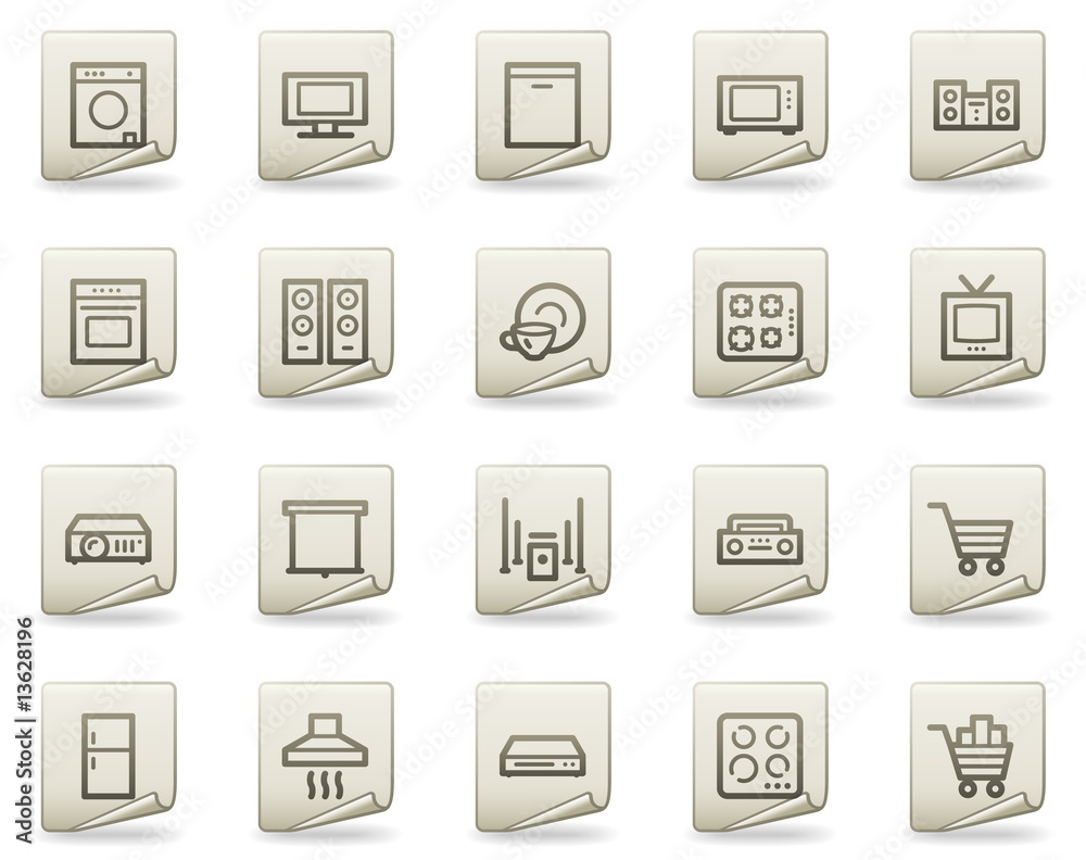 Home appliances web icons, document series Home appliances web icons, document series