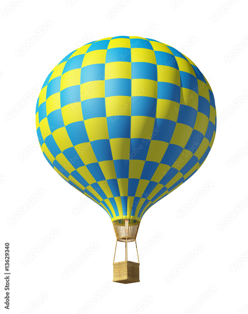 Naklejka premium Isolated on white 3d blue-yellow balloon