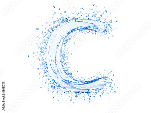 Water splash letter. With clipping path in an original size.