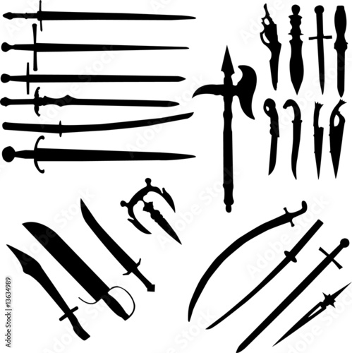 swords and knifes silhouettes - vector