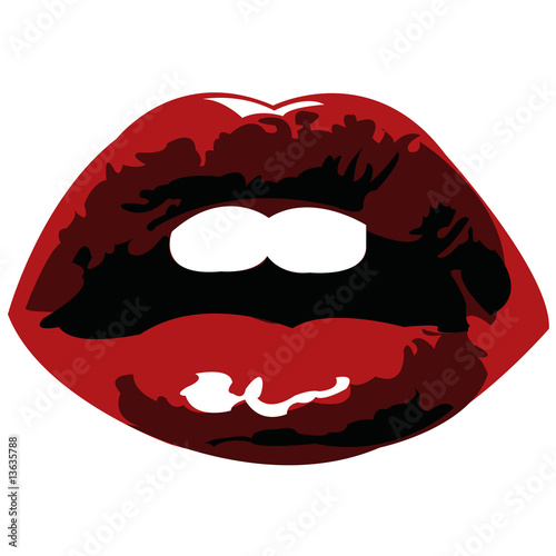 Illustrated hot red lips