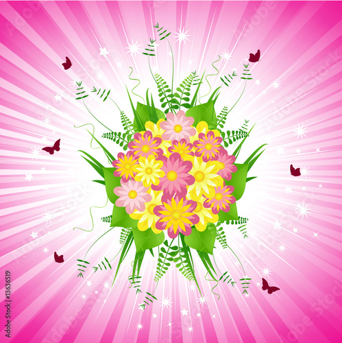 floral bouquet and starburst