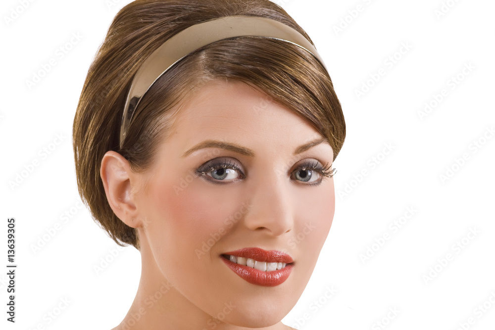 Obraz premium Portrait of caucasian young woman with friendly smile