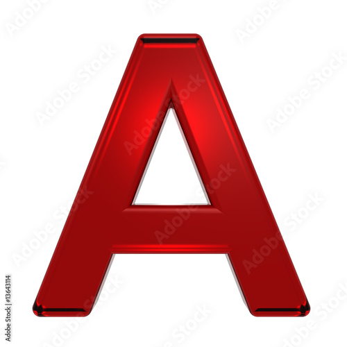 One letter from ruby alphabet set, isolated on white.
