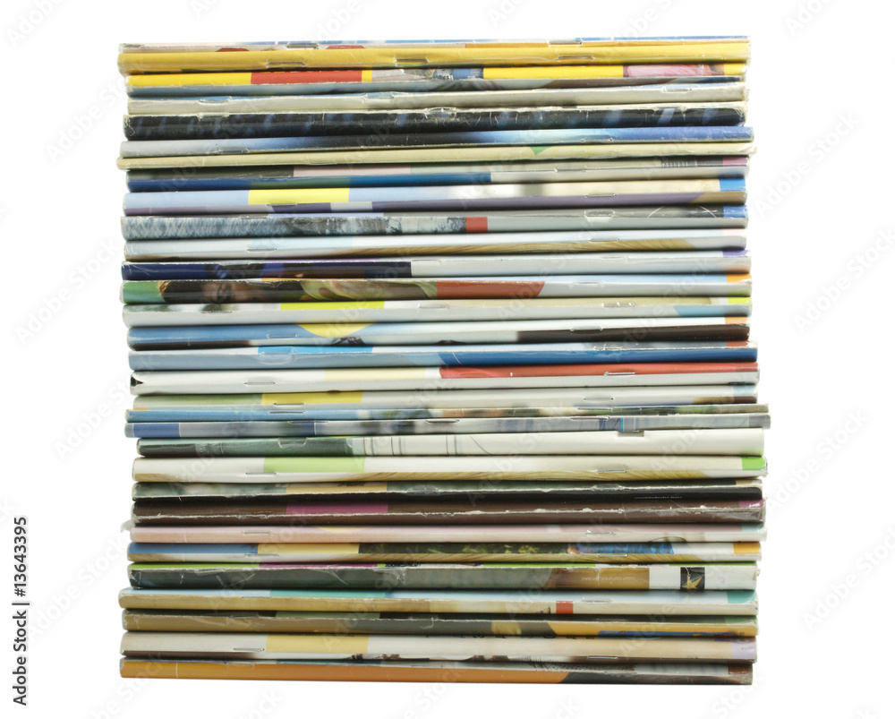Heap of multi-coloured old magazines