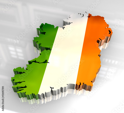 3d flag map of Ireland