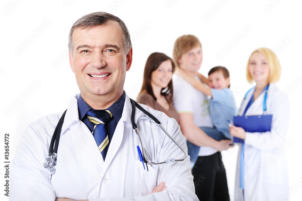 doctor and the young happy family with little son doctor and the young happy family with little son