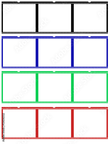 slides of a 35 mm film in different colours