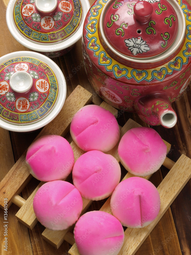 traditional peach buns