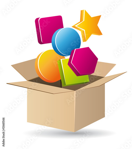Abstract shapes in a box concept