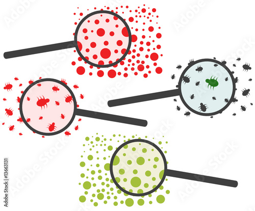 Microorganisms under magnifying glass illustration