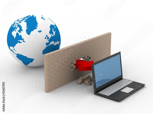 Protected global network the Internet. 3D image.