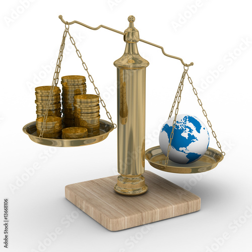 Cashes and the globe on wei...