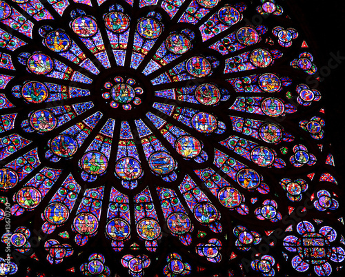 Stained-glass window of Notre Dame de Paris