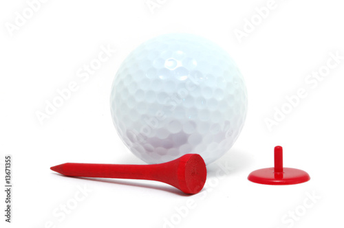 Golf Ball, Red Tee, and Marker