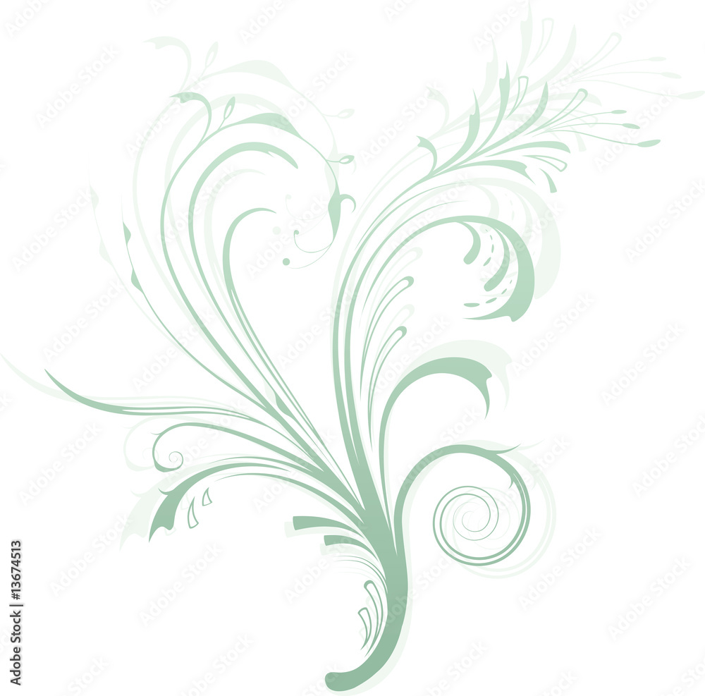Vectorized scroll design element with floral ornaments Vectorized scroll design element with floral ornaments