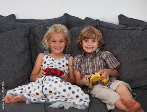 Young Kids playing Video Games
