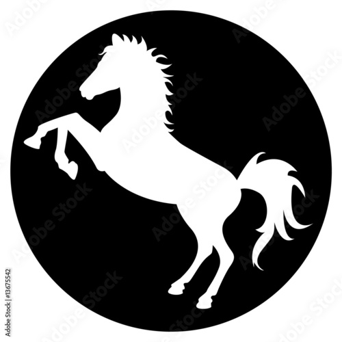Horse silhouette in black circle
