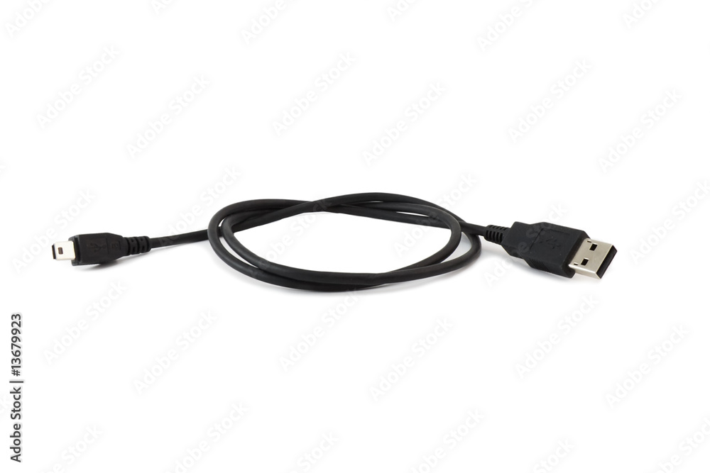 USB-Mini USB cable. Isolated USB-Mini USB cable. Isolated