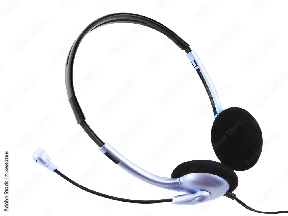 Headset with a microphone. Isolated Headset with a microphone. Isolated