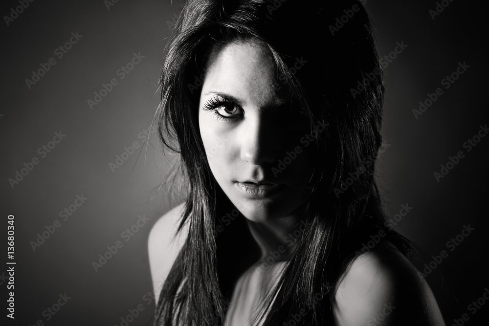 Black and White Shot of a Pretty Teenager
