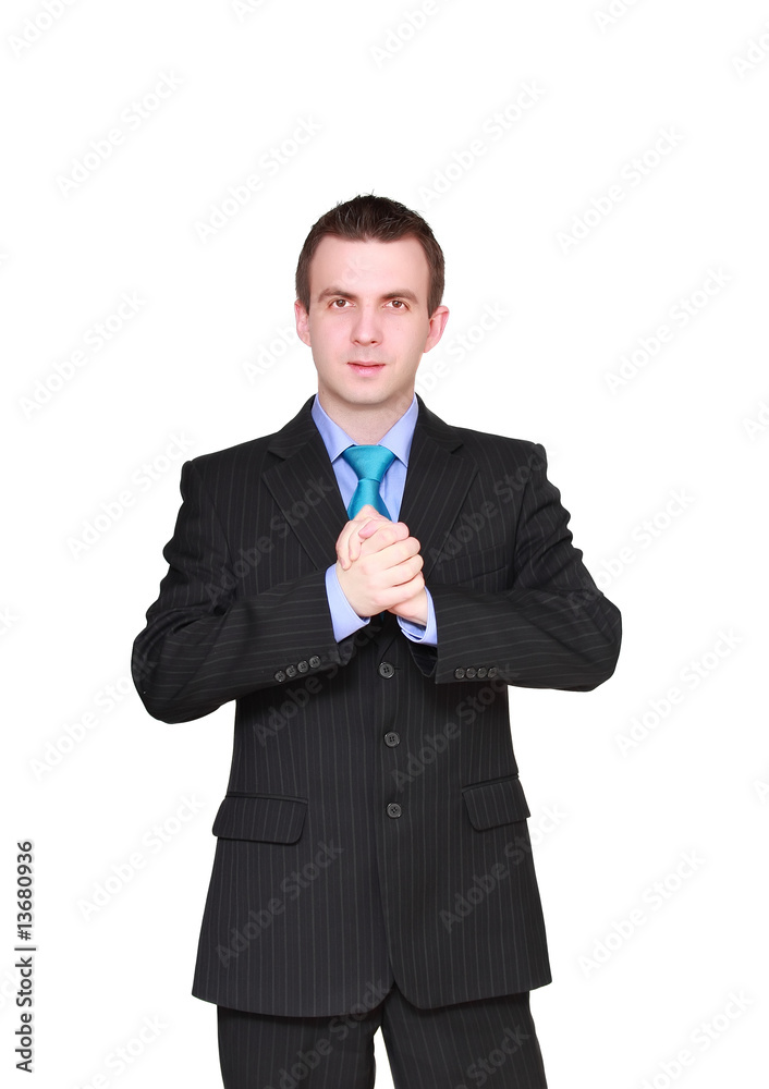 Cheerful young businessman with arms crossed .Isolated Cheerful young businessman with arms crossed .Isolated