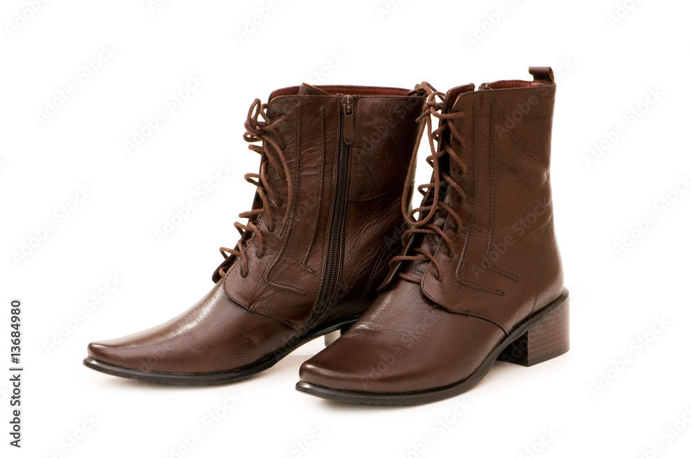 Brown boots isolated on the white background