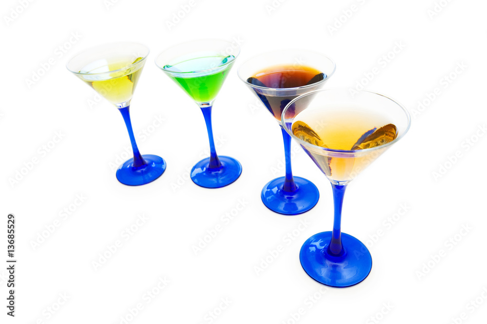 Various cocktails isolated on the white background Various cocktails isolated on the white background