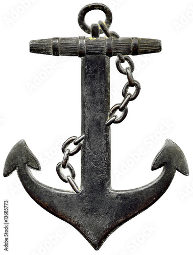 Metal anchor isolated against a white background photo