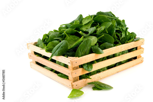Crate with spinach