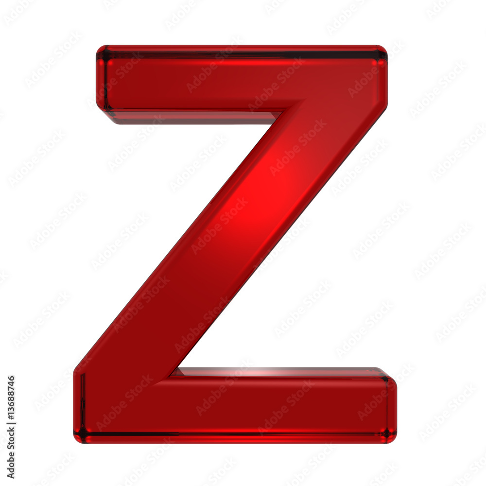 One letter from ruby alphabet set, isolated on white. One letter from ruby alphabet set, isolated on white.