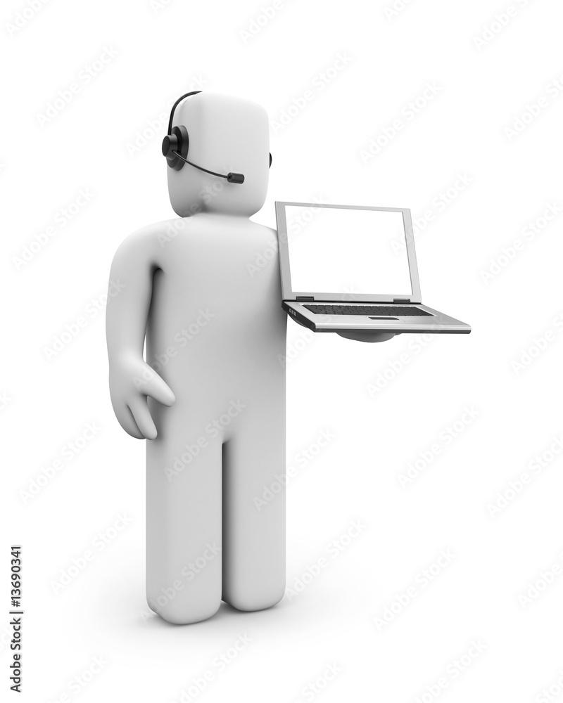 Person in headset with notebook Person in headset with notebook